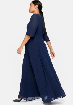 Abendkleid aus Chiffon, mit Spitzen-Einsatz