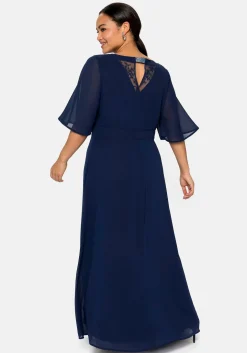 Abendkleid aus Chiffon, mit Spitzen-Einsatz