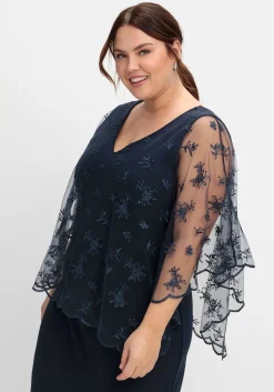 Abendkleid im Lagenlook, mit Mesh und Spitze