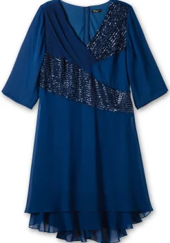 Abendkleid in Wickeloptik, mit Pailletten