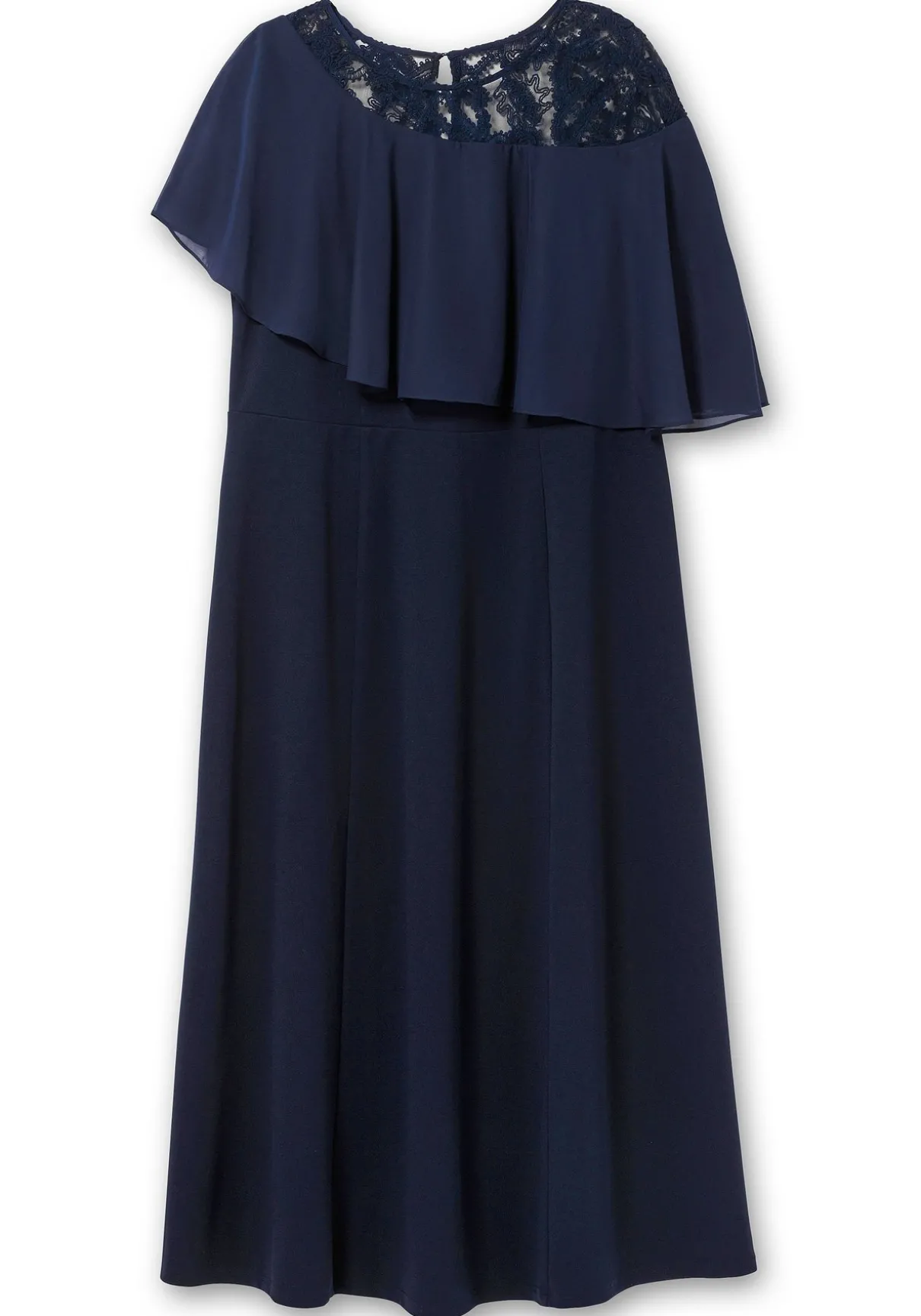 Abendkleid mit Cape aus Spitze, in Midilänge