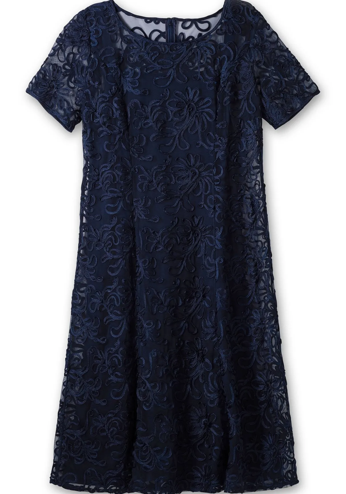 Abendkleid mit dekorativen Zierborten