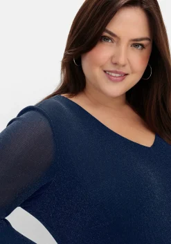 Abendkleid mit Mesh und Effektgarn