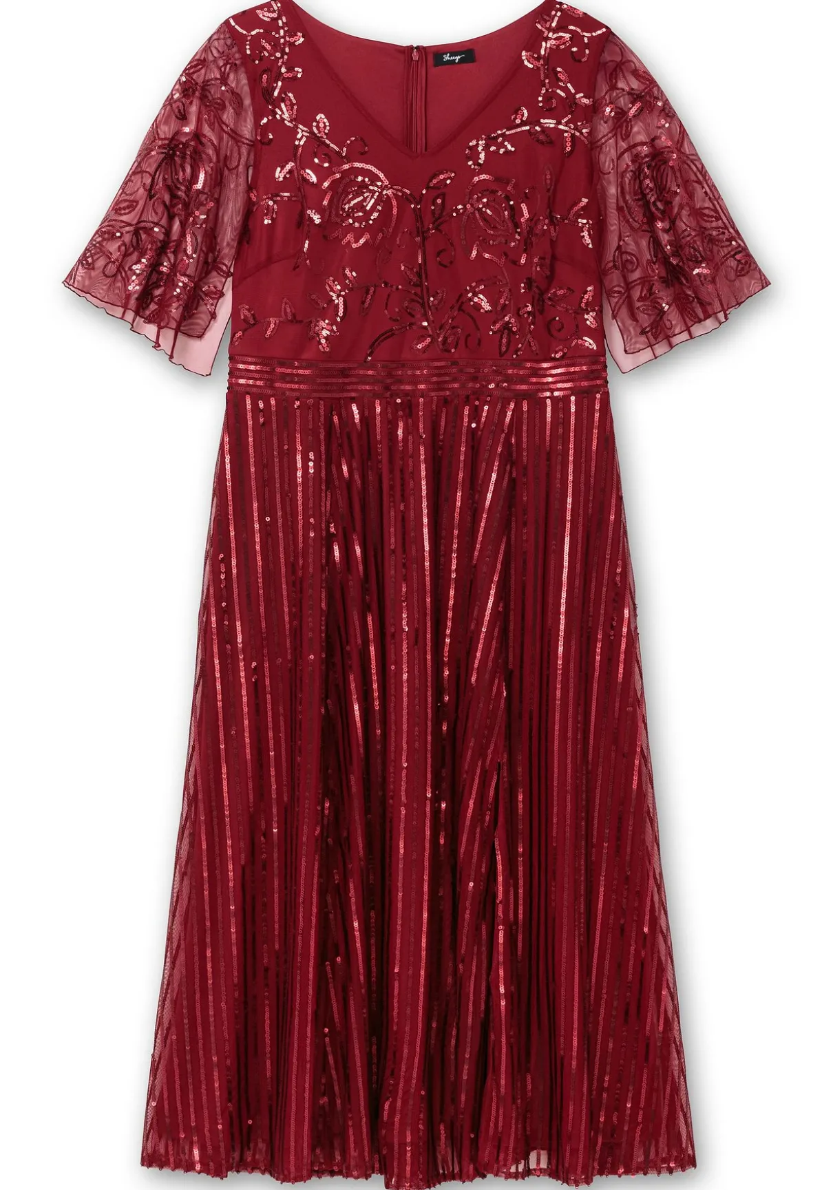 Abendkleid mit Pailletten und Meshrock