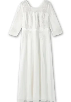 Abendkleid mit Spitzenapplikationen in Corsagenoptik