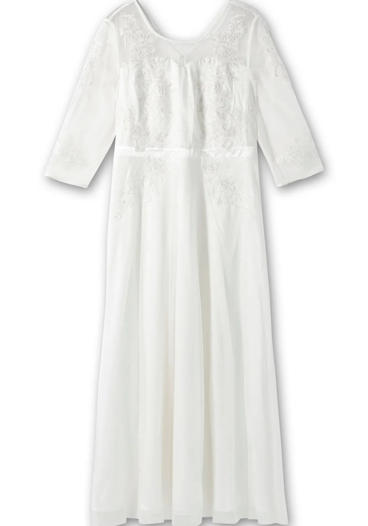 Abendkleid mit Spitzenapplikationen in Corsagenoptik