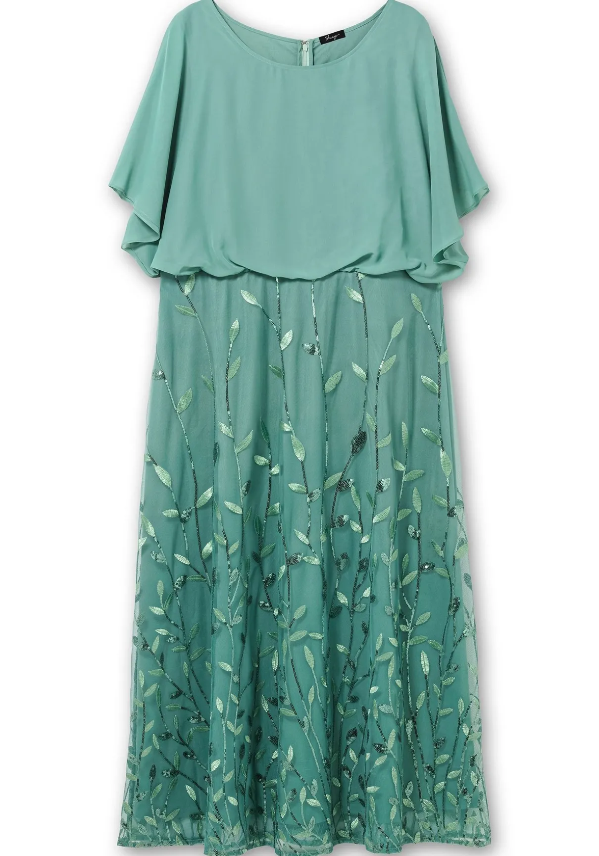 Abendkleid mit Stickereien und Pailletten am Rock