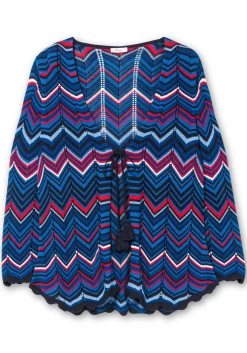 Ajour-Strickjacke im Zickzackmuster