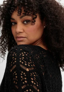 Ajour-Strickjacke mit kurzem Arm