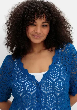 Ajour-Strickjacke mit kurzem Arm