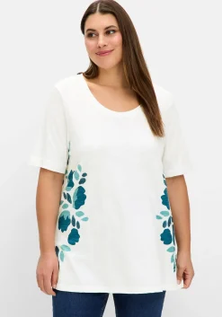 A-Linien-Shirt mit Floral-Druck und Stickerei