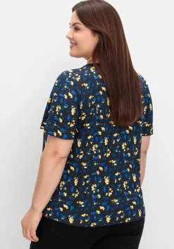 A-Linien-Shirt mit Kellerfalten und Blumendruck