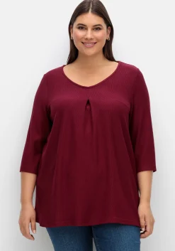 3/4-Arm-Shirt aus Rippjersey, mit Kellerfalte, in A-Linie