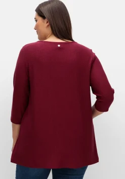 3/4-Arm-Shirt aus Rippjersey, mit Kellerfalte, in A-Linie