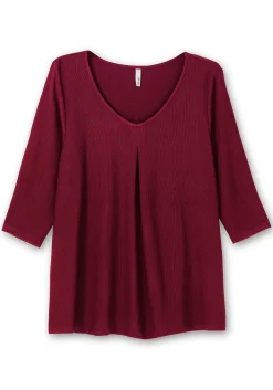 3/4-Arm-Shirt aus Rippjersey, mit Kellerfalte, in A-Linie