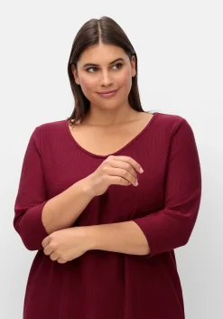 3/4-Arm-Shirt aus Rippjersey, mit Kellerfalte, in A-Linie