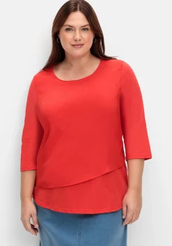 3/4-Arm-Shirt in Layeroptik, im Materialmix