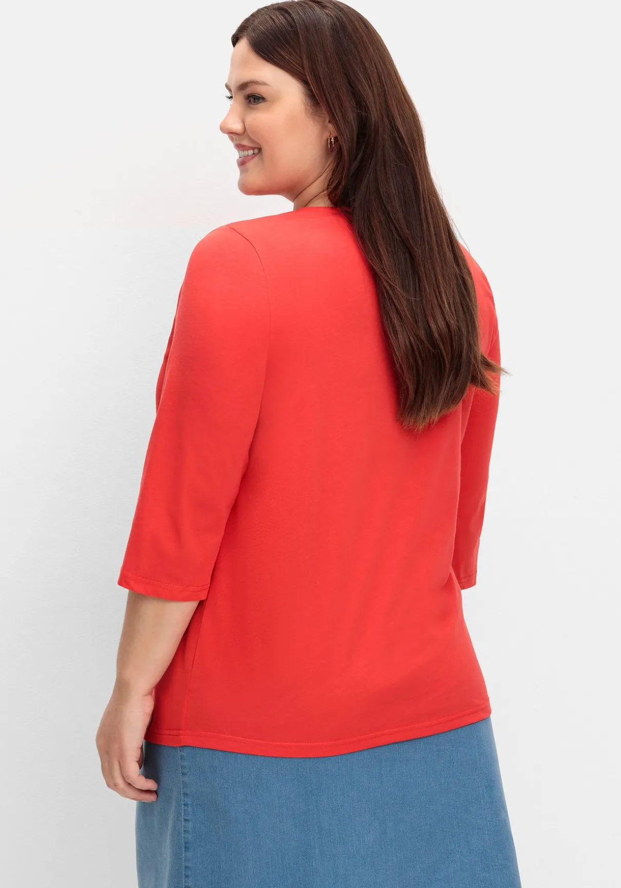 3/4-Arm-Shirt in Layeroptik, im Materialmix