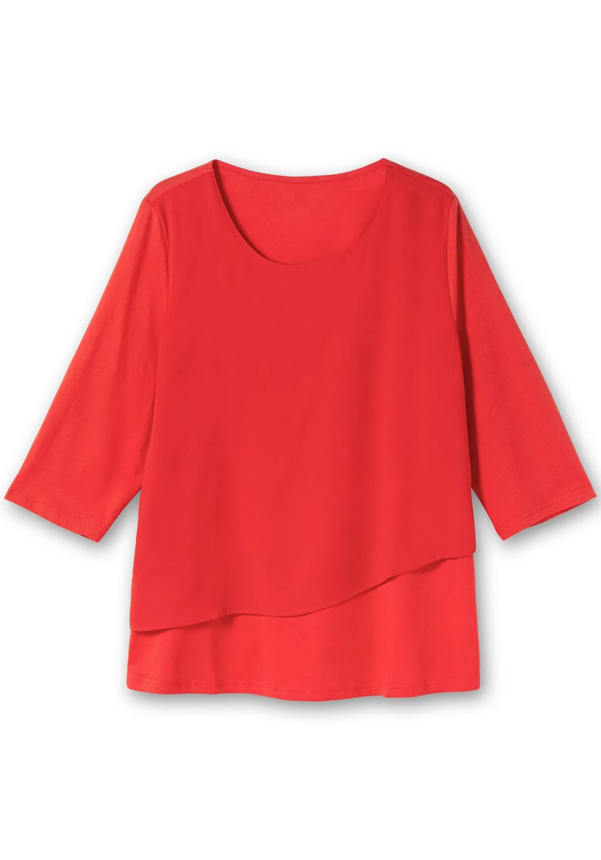 3/4-Arm-Shirt in Layeroptik, im Materialmix