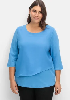 3/4-Arm-Shirt in Layeroptik, im Materialmix