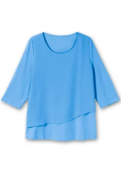 3/4-Arm-Shirt in Layeroptik, im Materialmix