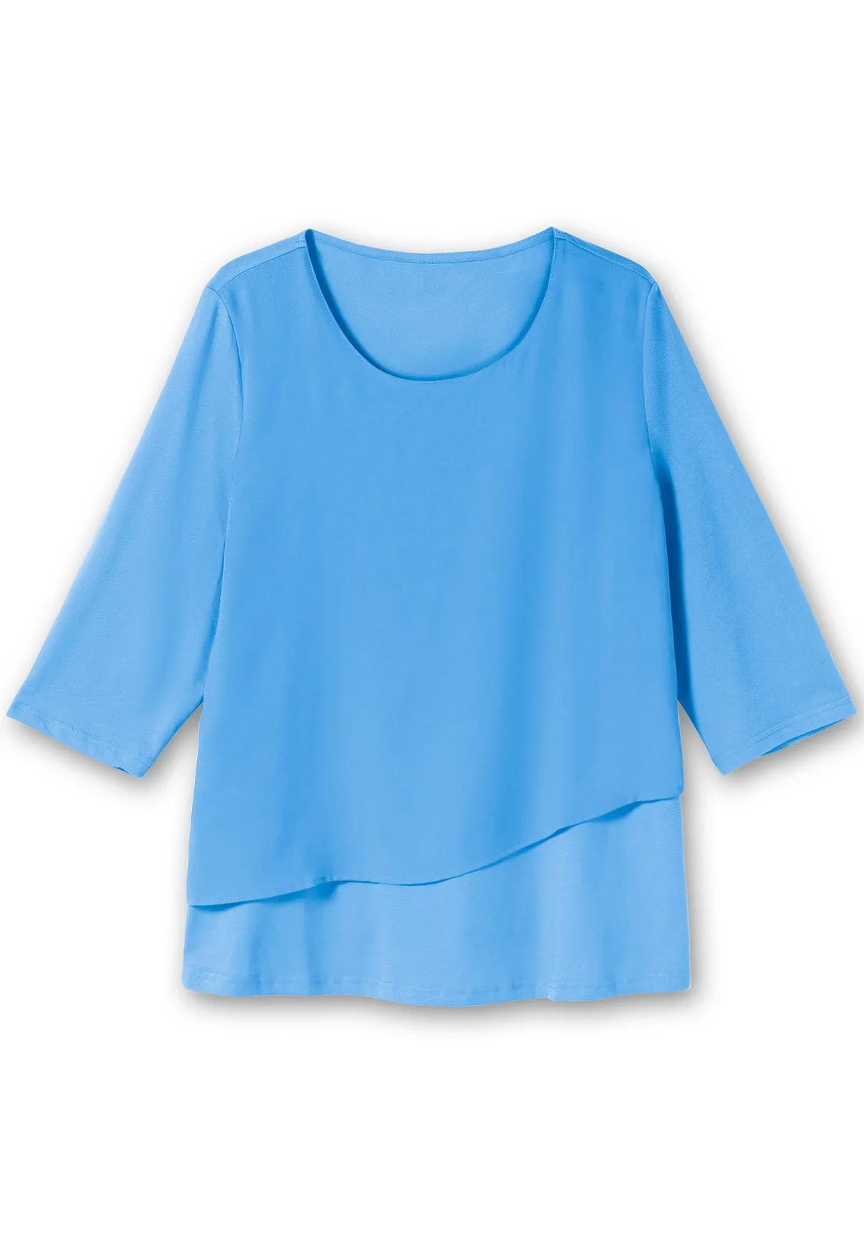 3/4-Arm-Shirt in Layeroptik, im Materialmix
