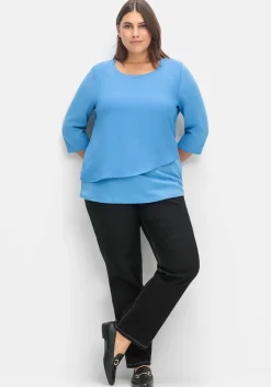 3/4-Arm-Shirt in Layeroptik, im Materialmix