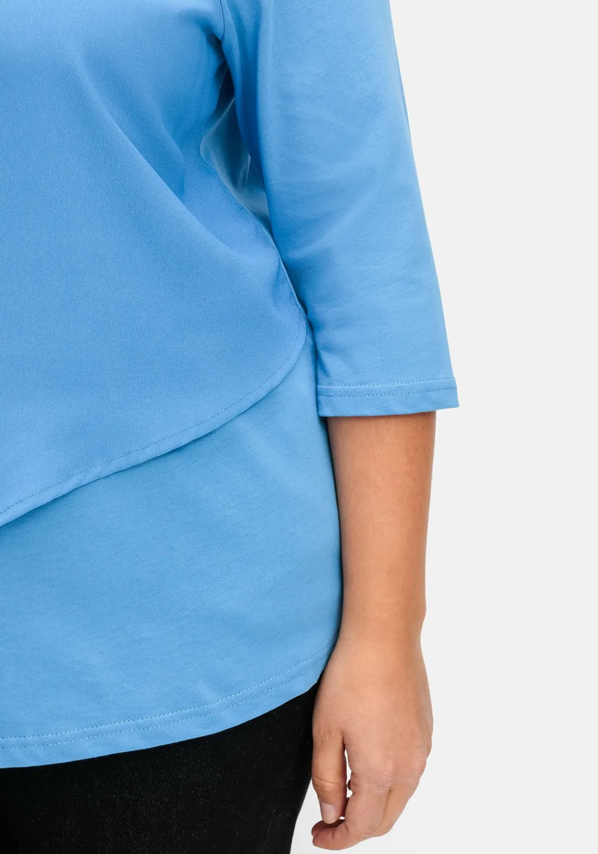 3/4-Arm-Shirt in Layeroptik, im Materialmix