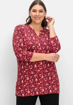 3/4-Arm-Shirt mit Blumendruck, aus Viskosejersey