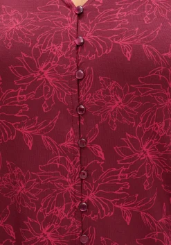 3/4-Arm-Shirt mit Blumenprint und Knopfleiste
