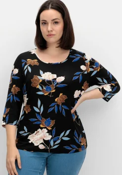 3/4-Arm-Shirt mit Blumenprint, aus Viskosejersey