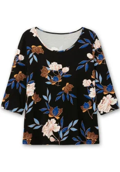 3/4-Arm-Shirt mit Blumenprint, aus Viskosejersey