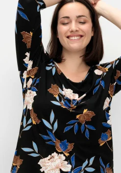 3/4-Arm-Shirt mit Blumenprint, aus Viskosejersey