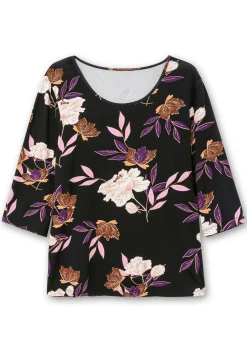 3/4-Arm-Shirt mit Blumenprint, aus Viskosejersey