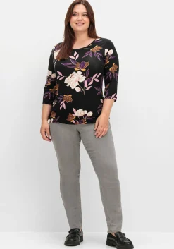 3/4-Arm-Shirt mit Blumenprint, aus Viskosejersey