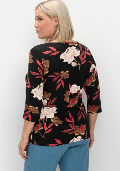 3/4-Arm-Shirt mit Blumenprint, aus Viskosejersey