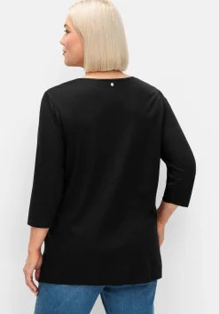 3/4-Arm-Shirt mit dezent glänzender Blende