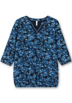 3/4-Arm-Shirt mit floralem Alloverdruck