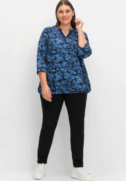 3/4-Arm-Shirt mit floralem Alloverdruck