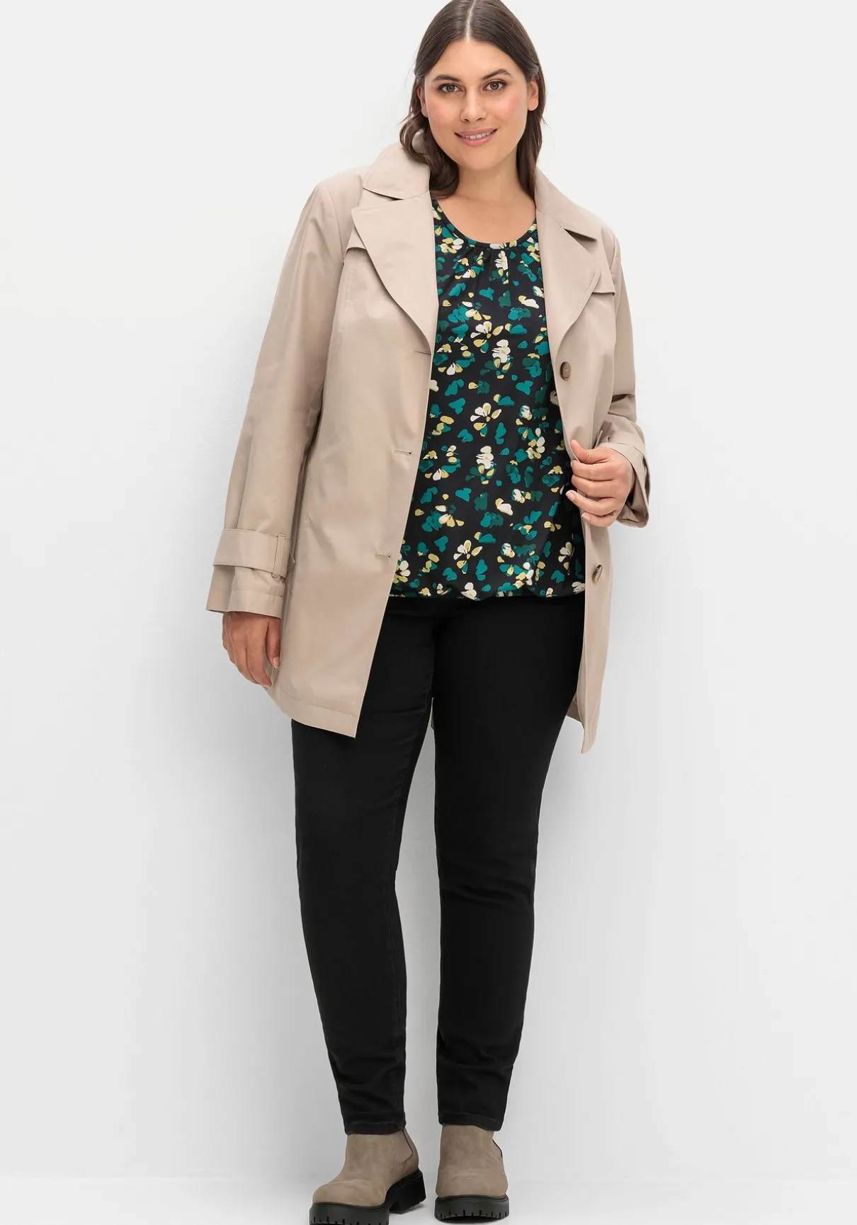 3/4-Arm-Shirt mit floralem Alloverdruck