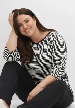 3/4-Arm-Shirt mit garngefärbten Ringeln