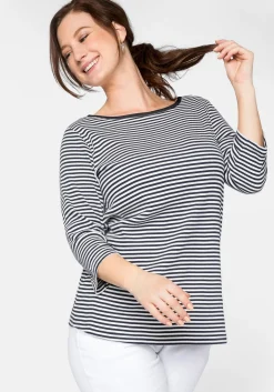 3/4-Arm-Shirt mit garngefärbten Ringeln