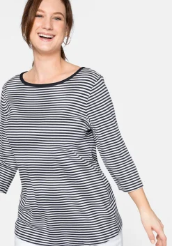 3/4-Arm-Shirt mit garngefärbten Ringeln