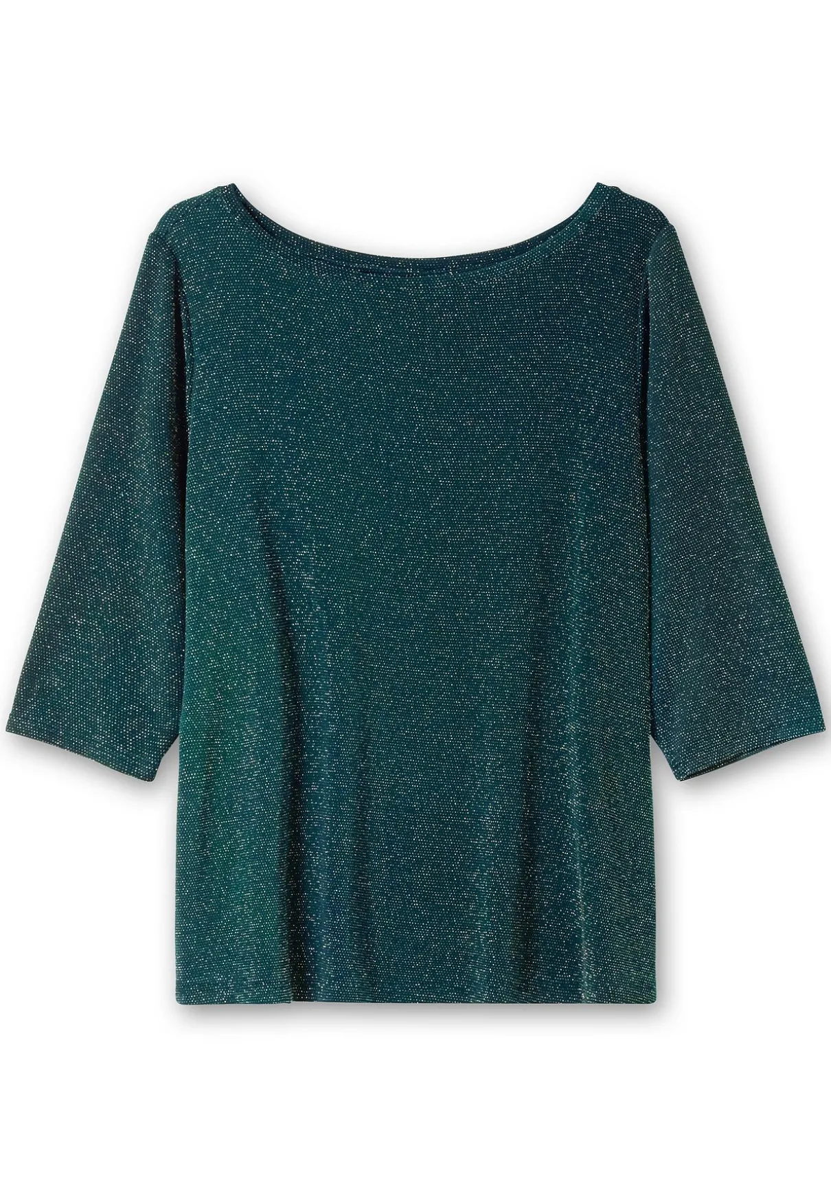3/4-Arm-Shirt mit Glitzergarn und U-Boot-Ausschnitt