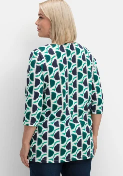 3/4-Arm-Shirt mit grafischem Retromuster