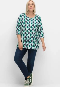 3/4-Arm-Shirt mit grafischem Retromuster