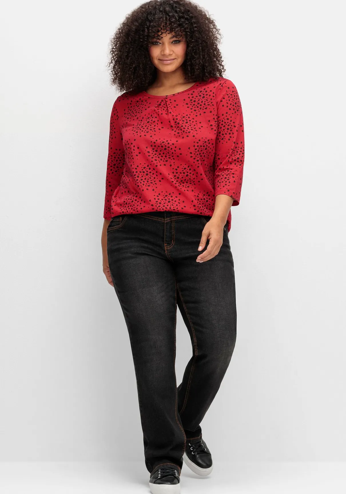 3/4-Arm-Shirt mit Konfetti-Print