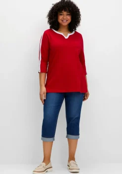 3/4-Arm-Shirt mit Kontrastdetails