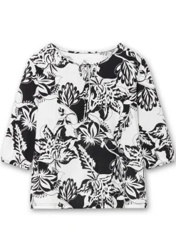 3/4-Arm-Shirt mit kontrastfarbenem Blütenprint
