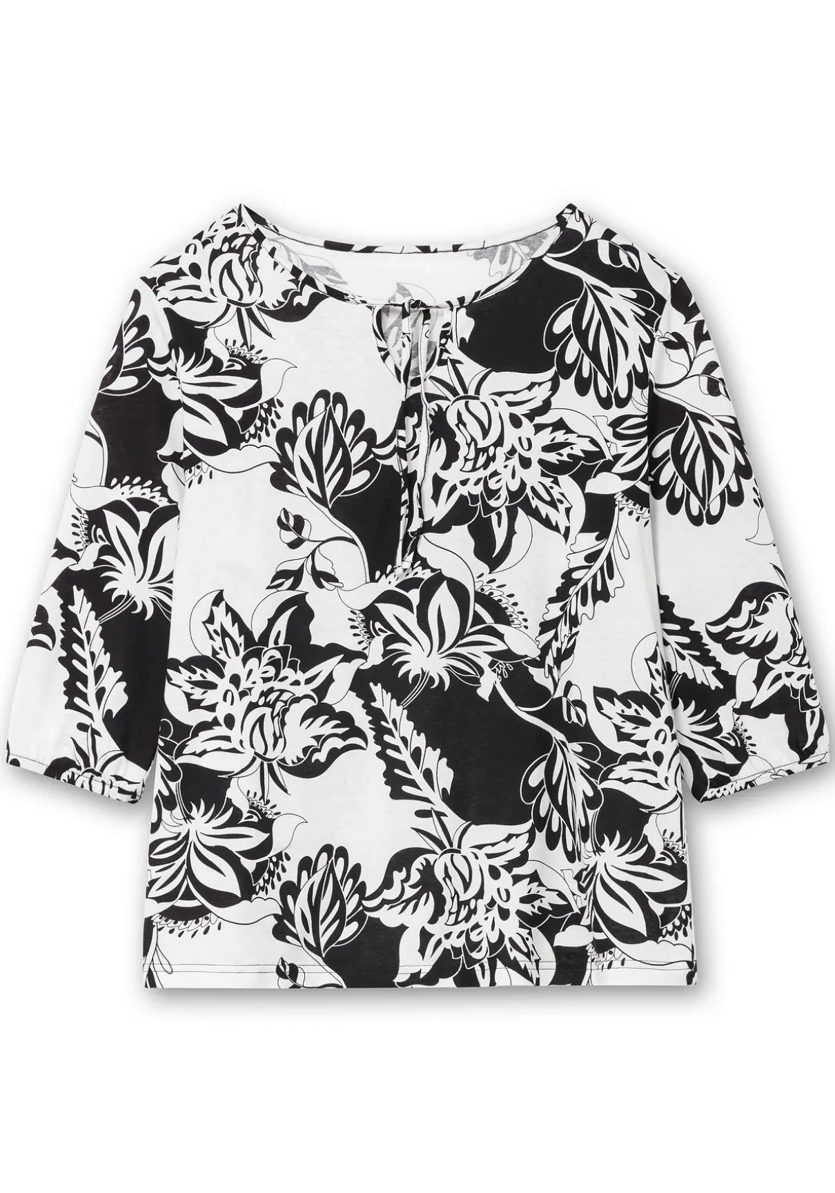 3/4-Arm-Shirt mit kontrastfarbenem Blütenprint
